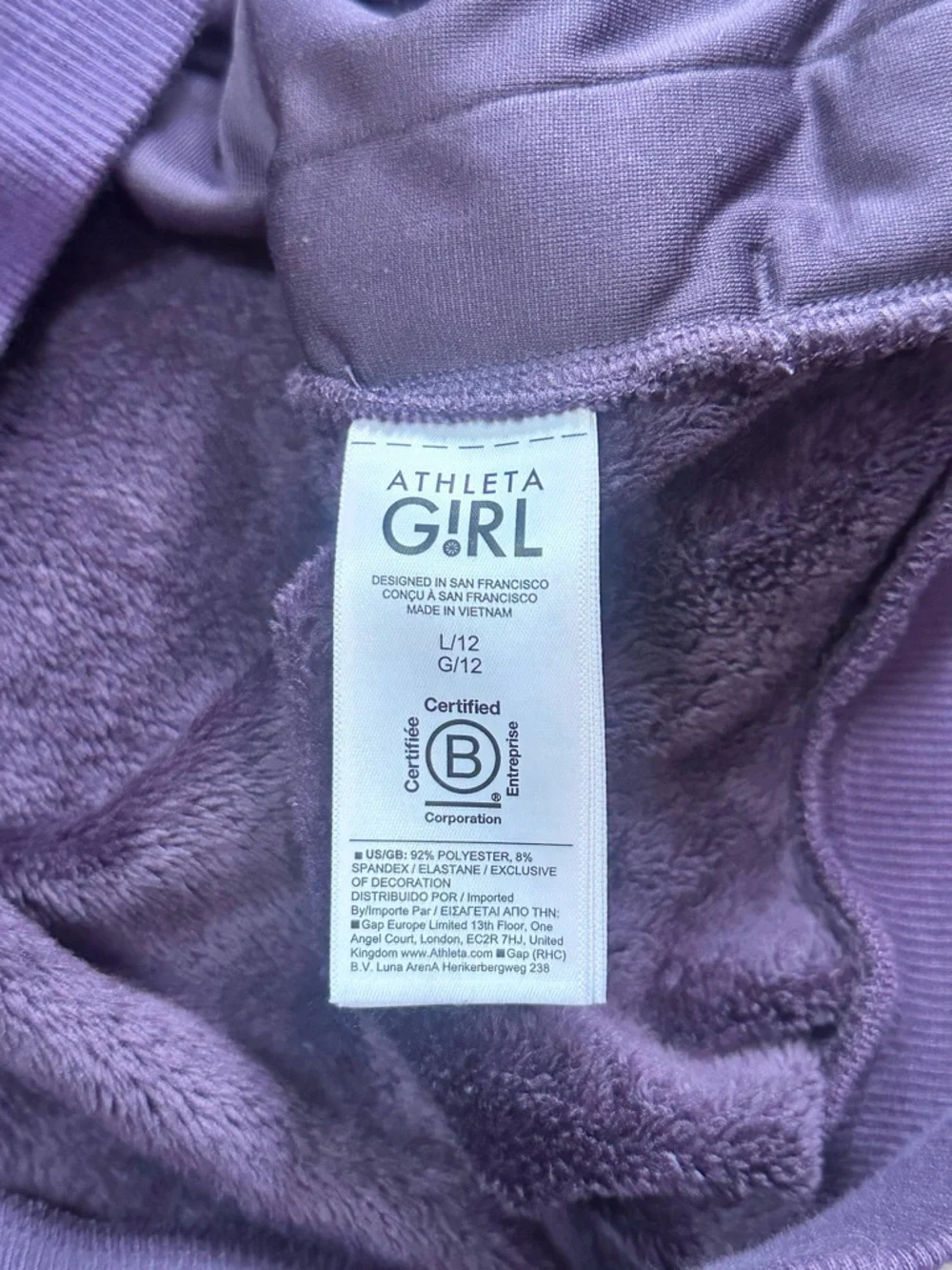 Athleta Girl Double Cozy Karma Velour Pullover Crewneck Plum Purple